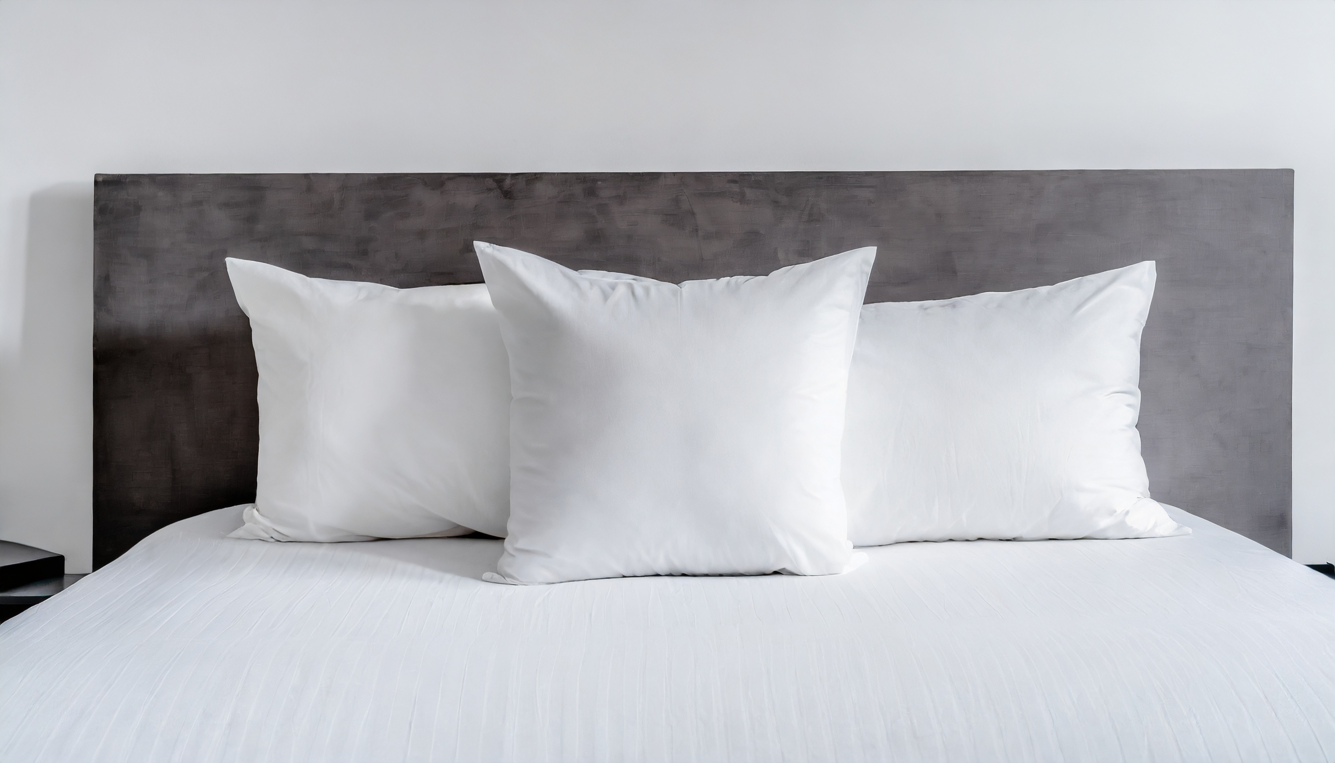 Firefly drei weie groe kissen auf weiem bett, modern 42182
